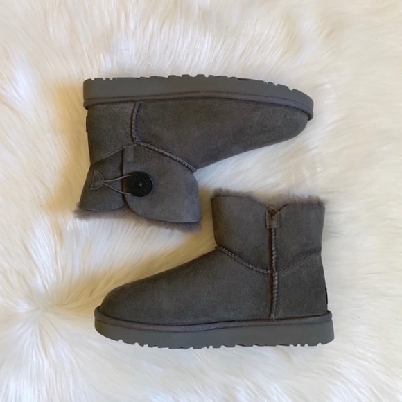 UGG Grey Mini Bailey Button II Boots - Picture 2 of 8